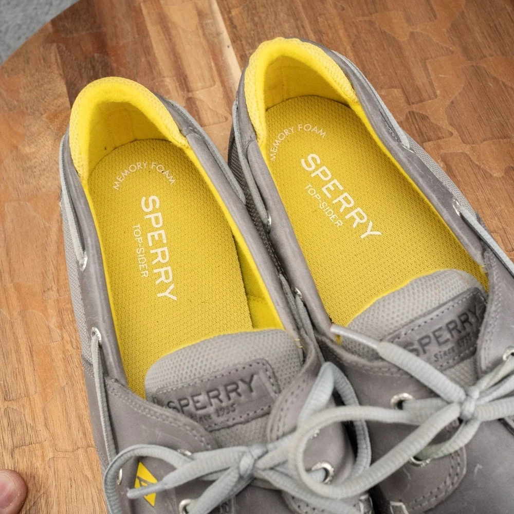 Sperry Men's Sz 13 Surveyor 2-Eye Boat Shoes Memory Foam Leather Gray STS234258